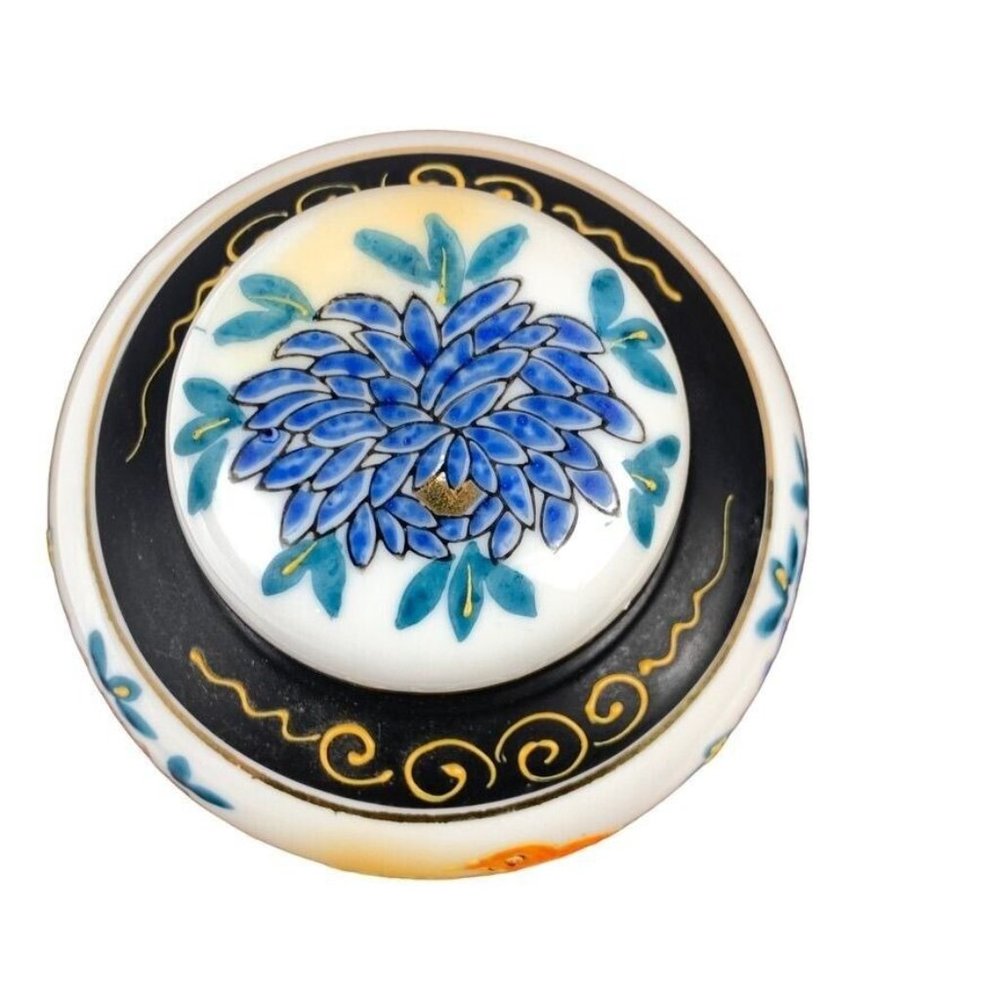 Vintage Small Midcentury Colorful Ginger Jar w Lid Birds Flowers Japan 4.75" - Picture 5 of 10